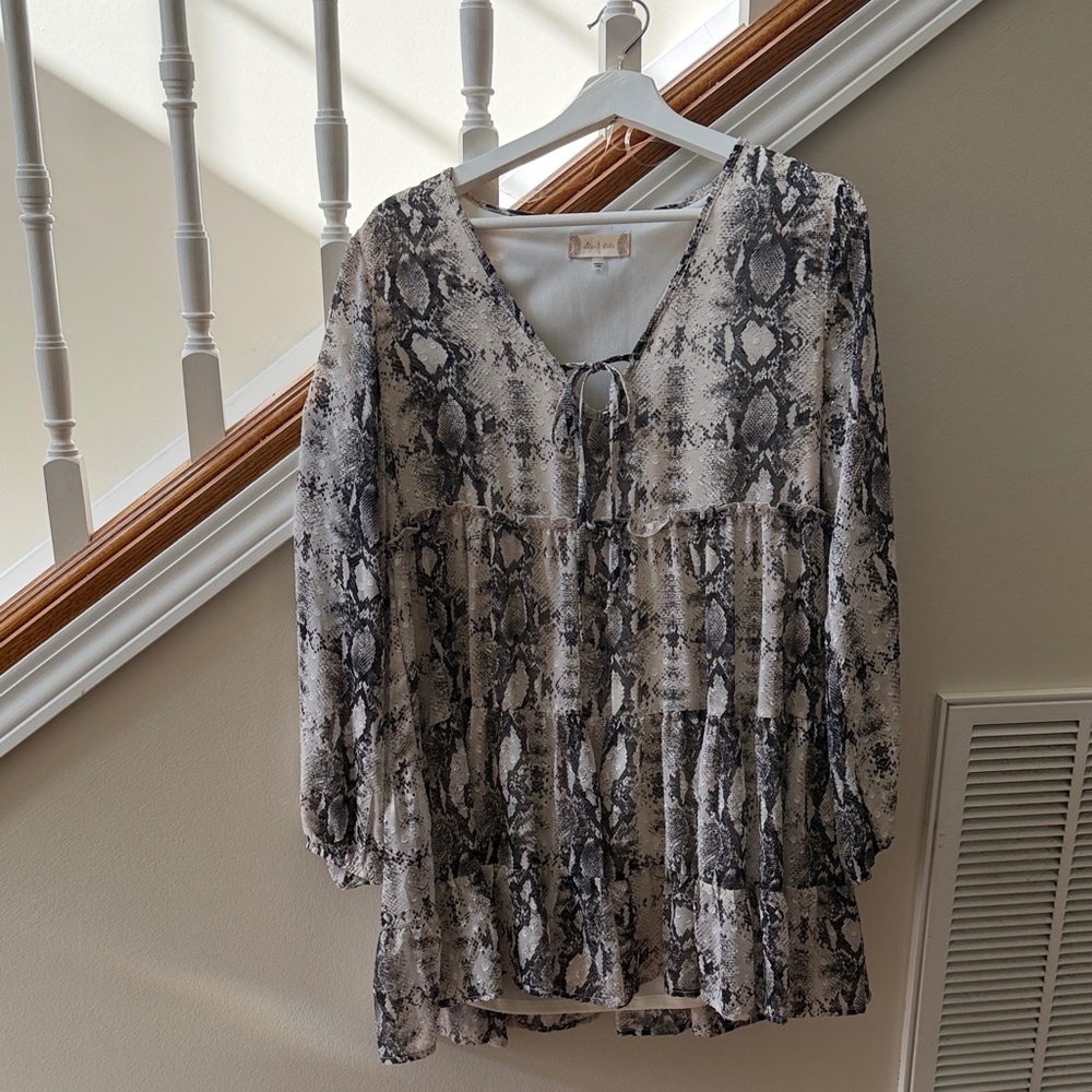 Altar'd State Black and Gray Snake Print Mini Dress
